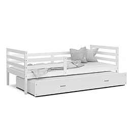 Kids Literie Lit Gigogne Milo 90x190 Blanc - blanc Livré avec sommiers, tiroir et matelas en mousse de 7cm