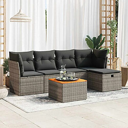 vidaXL Salon de jardin 6 pcs avec coussins gris résine tressée