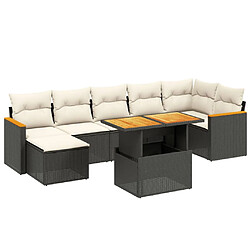 vidaXL Salon de jardin 8 pcs avec coussins noir résine tressée