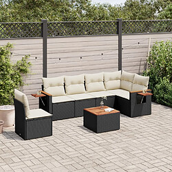 Maison Chic Ensemble Tables et chaises d'extérieur 7pcs avec coussins,Salon de jardin noir résine tressée -GKD617840