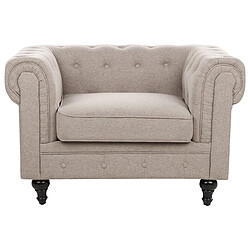 Beliani Fauteuil CHESTERFIELD Tissu Taupe pas cher