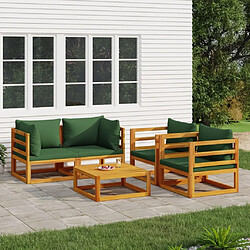 Maison Chic Ensemble de 5 Tables et chaises d'extérieur avec coussins,Salon de jardin vert bois massif -GKD572416