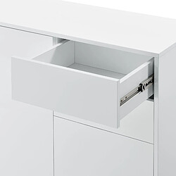 Helloshop26 Buffet commode meuble de rangement pratique avec 2 tiroirs 3 portes 117 cm blanc brillant 03_0005046 pas cher