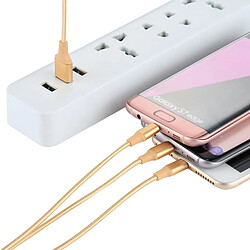 Acheter Wewoo Câble or pour iPhone / iPad / Galaxy / Huawei / Xiaomi / LG / HTC / Meizu et autres smartphone 2A 1.2m 3 en 1 USB à Lightning USB-C / Type-C Micro USB de chargement en Nylon Weave,