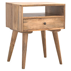 Avis Artisan Furniture Table de nuit moderne en bois massif chêne avec fente ouverte, table de nuit