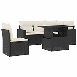 vidaXL Salon de jardin 6 pcs avec coussins noir résine tressée