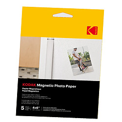 KODAK Magnetic Photo Paper - Pack de 5 feuilles de papier photo - Format 10 x 15 cm - Compatible avec imprimantes jet d'encre - Blanc