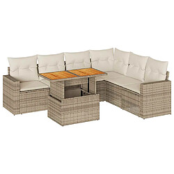 vidaXL Salon de jardin avec coussins 7 pcs beige résine tressée