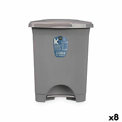 BigBuy Home Poubelle à pédale Gris Plastique 10 L (8 Unités)