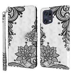 Etui en PU anti-chute, motif 3D, magnétique avec sangle pour votre Oppo Find X5 Pro 5G - fleur en dentelle