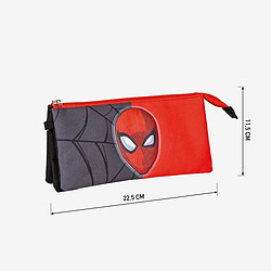 Avis Trousse Fourre-Tout Triple Spiderman Rouge 22,5 x 2 x 11,5 cm Noir