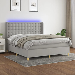 Maison Chic Lit adulte- Lit + matelas + LED,Sommier à lattes de lit matelas LED Gris clair 180x200 cm Tissu -GKD53341