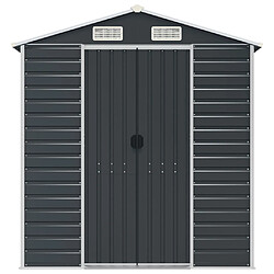 Helloshop26 Abri de jardin cabane cabanon maison de stockage remise extérieur hangar outils robuste 191 x 130 x 198 cm acier galvanisé anthracite 02_0022183