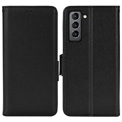 Etui en PU texture litchi, fermeture magnétique noir pour votre Samsung Galaxy S22