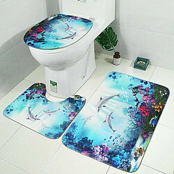 Avis Universal 4PCS Dolphin Set de salle de bains Panneau de rideau de douche Couvercle de siège de toilette Tapis de baignoire