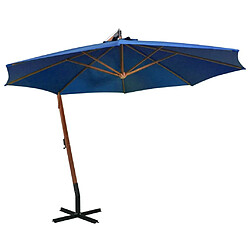 Maison Chic Parasol Jardin | Parasol suspendu avec mat Bleu azuré 3,5x2,9 m Bois de sapin - GKD55592