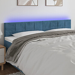 Maison Chic Tête de lit scandinave à LED,meuble de chambre Bleu foncé 200x5x78/88 cm Velours -MN35735