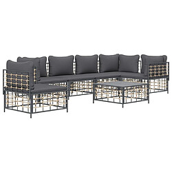 Avis Maison Chic Salon de jardin 7 pcs + coussins - Mobilier/Meubles de jardin - Table et chaises d'extérieur anthracite résine tressée -MN93842