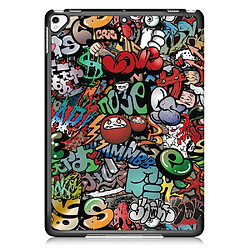 Avis Etui en PU impression de modèle avec support tri-pliure graffiti de dessin animé pour votre Apple iPad 10.2 (2019)