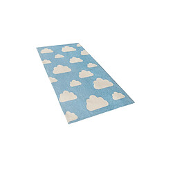 Beliani Tapis enfant motif nuage bleu 60 x 90 cm GWALIJAR