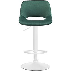 Decoshop26 Tabourets de bar chaises haute x2 avec repose-pieds en velours vert piètement métallique blanc 10_0004088