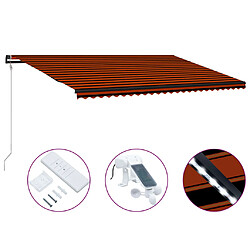 Maison Chic Store banne | Auvent rétractable de porte | Marquise Brise-soleil capteur de vent LED 600x300 cm Orange marron -GKD87953