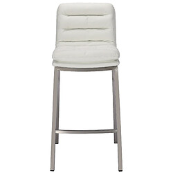 Decoshop26 Tabouret de bar en synthétique blanc avec dossier avec assise rembourrée et matelassée support en acier inoxydable brossé 10_0000530