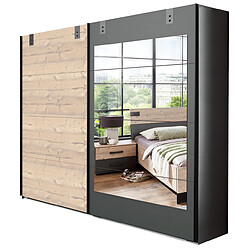 Pegane Chambre à coucher complète adulte (lit 180x200cm + 2 chevets + armoire) coloris chêne