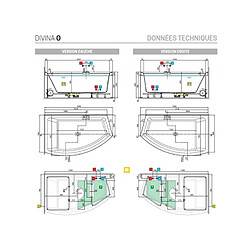 Baignoire d'angle acrylique NOVELLINI DIVINA O 165x98 cm pas cher