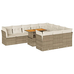 vidaXL Salon de jardin 11 pcs avec coussins beige résine tressée