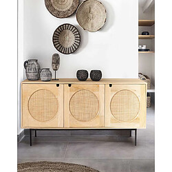 UNIQKA Kali - Buffet en bois et cannage 145 cm