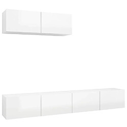 vidaXL Meubles TV 3 pcs Blanc brillant Bois d'ingénierie