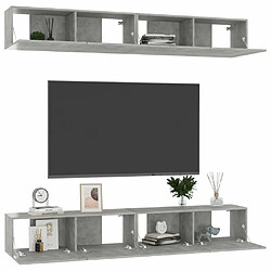 Avis Maison Chic Meubles TV 4 pcs | Banc TV Moderne pour salon | Meuble de Rangement Gris béton 100x30x30 cm Aggloméré -MN15271