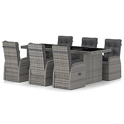 Maison Chic Mobilier à dîner 7 pcs de jardin avec coussins - Ensemble table et chaises d'extérieur - Salon/Mobilier de jardin classique Résine tressée Gris -MN64707