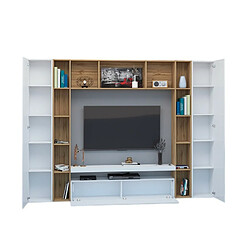 Acheter Ahd Amazing Home Design Arkel WH Meuble TV moderne avec bibliothèque en bois blanc