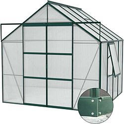 Vitavia Serre de jardin en polycarbonate 4 mm et aluminium vert emeraude avec embase Jupiter Longueur de 258 cm.