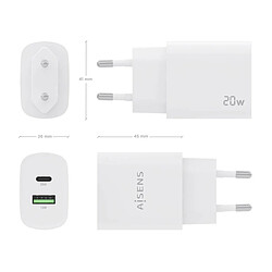 Avis ? Aisens A110-0754 Chargeur mural - 20W · USB Type C · USB · Blanc