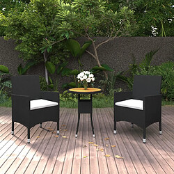 Maison Chic Mobilier à dîner 3 pcs de jardin - Ensemble table et chaises d'extérieur - Salon/Mobilier de jardin classique Résine tressée Noir -MN65442