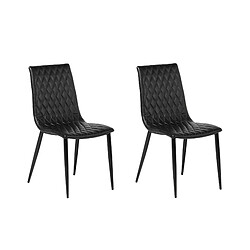 Beliani Set de 2 Cuir PU Chaise de salle à manger Noir MONTANA