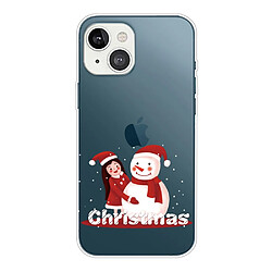 Coque en TPU antichoc, motif de Noël, antichute pour votre iPhone 14 Plus - fille et bonhomme de neige