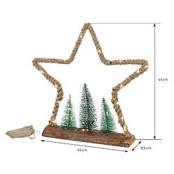 Ecd Germany Étoile de Noël en jute avec éclairage LED 3 sapins petit sac en jute 45 LED pas cher