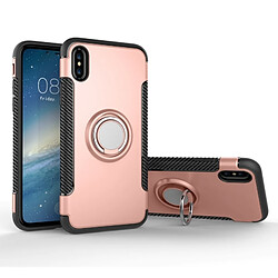 Wewoo Coque renforcée or rose pour iPhone X Magnétique 360 Degrés Rotation Anneau Armure Housse de Protection