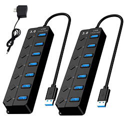 Universal Hub USB 3.0 à 7 ports, alimentation, distributeur, câble d'extension, adaptateur CA, bureau