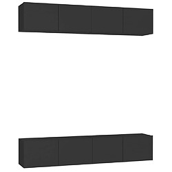 Maison Chic Meubles TV 4 pcs | Banc TV Moderne pour salon | Meuble de Rangement Noir 80x30x30 cm Aggloméré -MN76357