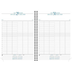 Exacompta 296122E Agenda Journalier Time 29W spiralé toile bordée 21 x 29,7 cm Janvier à Décembre 2021 coloris bleu