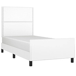 Avis Maison Chic Lit adulte - Cadre Structure de lit avec tête de lit Contemporain Blanc 90x190 cm Similicuir -MN98798