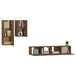 Acheter Maison Chic Ensemble de meubles TV 4 pcs | Banc TV Moderne pour salon | Meuble de Rangement - Chêne marron Bois d'ingénierie -MN33486