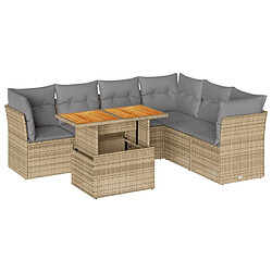 vidaXL Salon de jardin avec coussins 7 pcs beige résine tressée