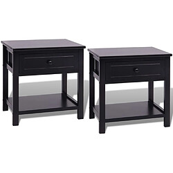 Helloshop26 Table de nuit chevet commode armoire meuble chambre 2 pcs bois noir 1402045