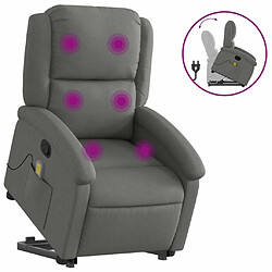 Maison Chic Fauteuil Relax pour salon, Fauteuil de massage inclinable Gris foncé Tissu -GKD75489